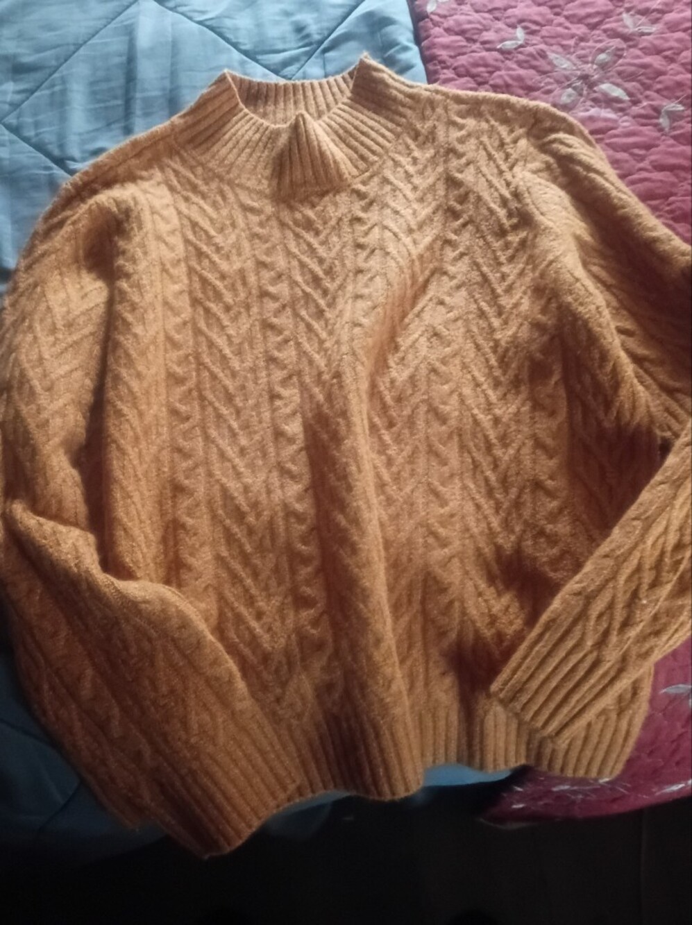 Women's On 34th Cable Knit Mock Neck Sweater in Mustard